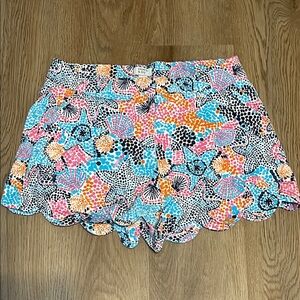 Crown & Ivy High Waist Blue and Pink Beach 🏝️ Shorts w/ scallop hem